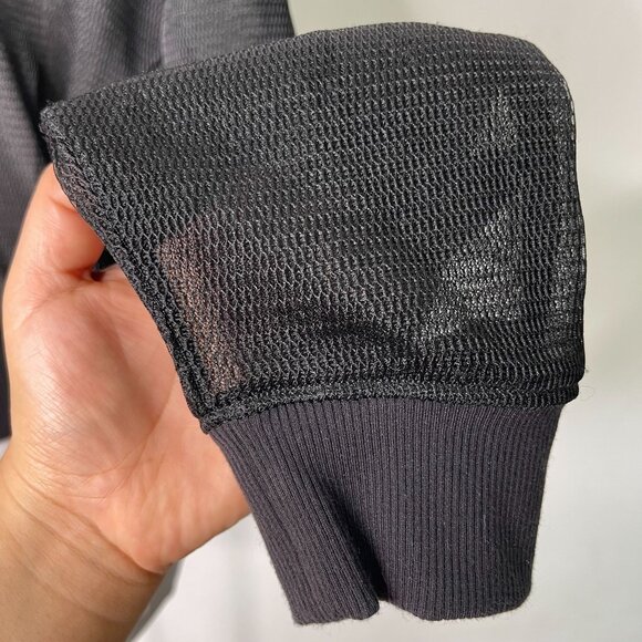 Alo Women's Black Sheer Mesh Long Sleeve Cropped Crewneck Top Size Medium - Picture 7 of 11